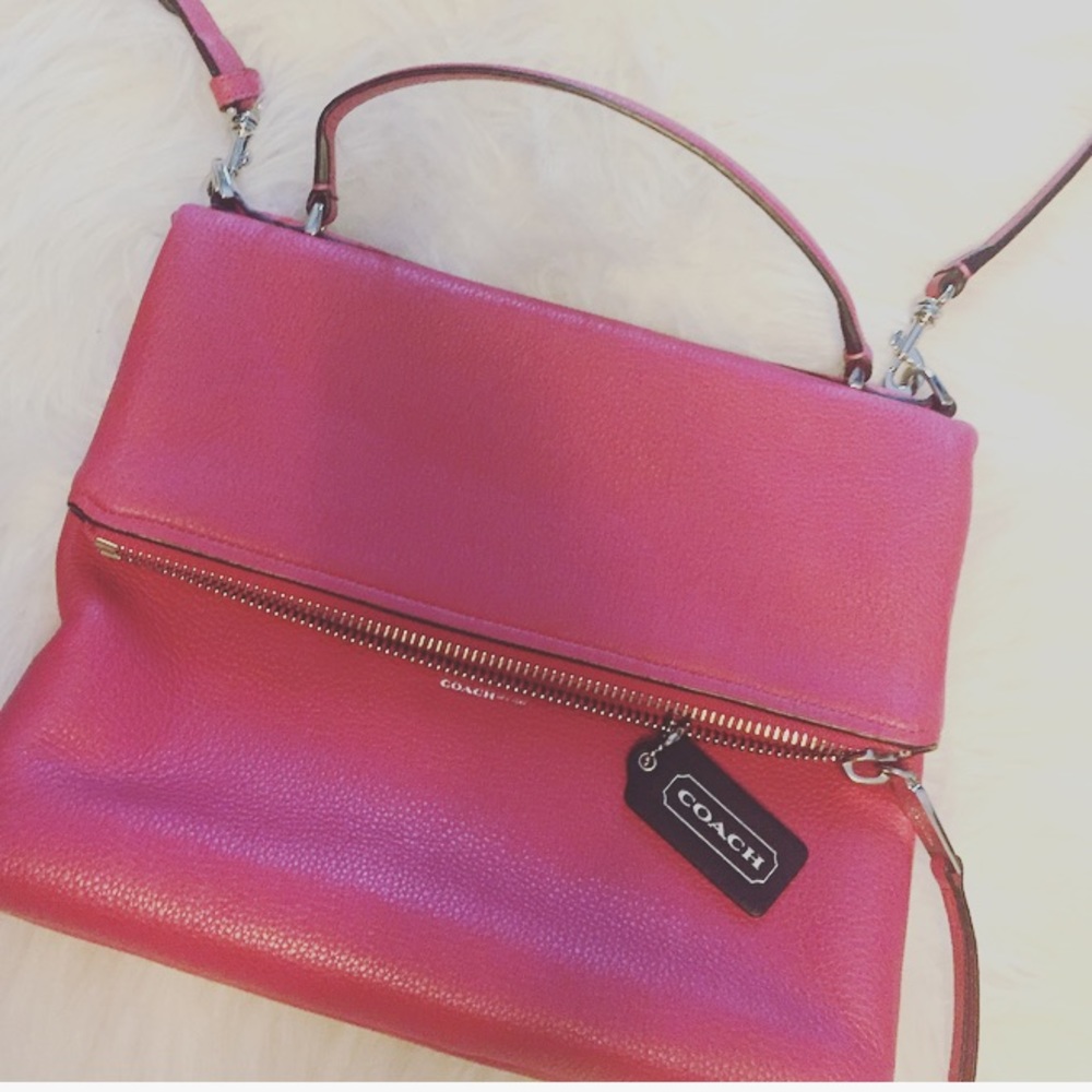 Coach leather cross body bag fold over style
